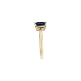 Emerald Blue Sapphire Solitaire Ring in Yellow Gold