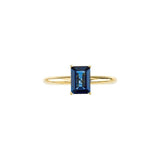 Emerald Blue Sapphire Solitaire Ring in Yellow Gold