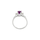 Pear Amethyst Three Stone Ring with Diamond Accents in White Gold