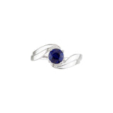 Round Blue Sapphire Solitaire Ring in White Gold