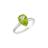 Pear Peridot Solitaire Ring in White Gold