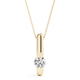 D-VVS Round Cut Lab-Grown Diamond Bar Setting Necklace Pendant For Women
