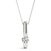 D-VVS Round Cut Lab-Grown Diamond Bar Setting Necklace Pendant For Women