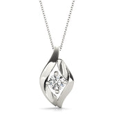 Swirl Diamond Pendant Necklace – Lab Grown Twisted Design Pendant Without Chain