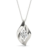 Swirl Diamond Pendant Necklace – Lab Grown Twisted Design Pendant Without Chain