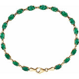 Oval Lab-Grown Emerald Line Bracelet In Gold & Platinum