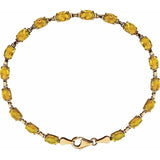 Oval Natural Citrine Line Bracelet In Gold & Platinum