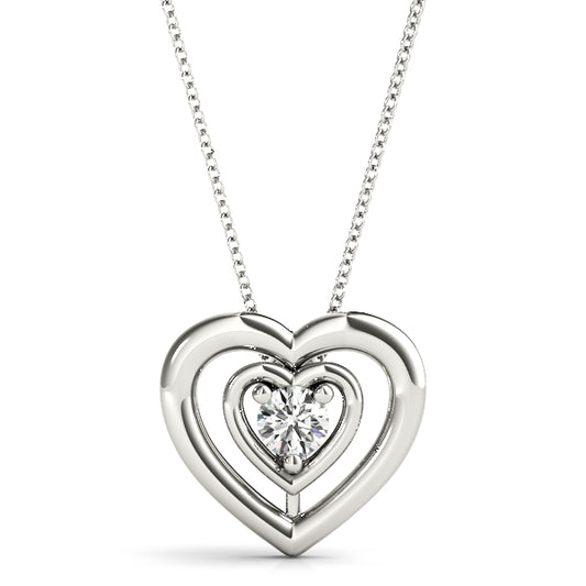 Heart Diamond Pendant Necklace – Lab Grown Double Heart Design Without Chain
