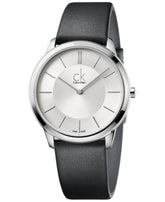 CK Calvin Klein Minimal Black Leather Strap Mens Watch