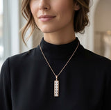 Vertical Bezel Set Diamond Drop Pendant 5 Stone Design in Gold UK Hallmarked London