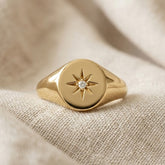Star Signet Lab Diamond Ring in 18k Gold Vermeil