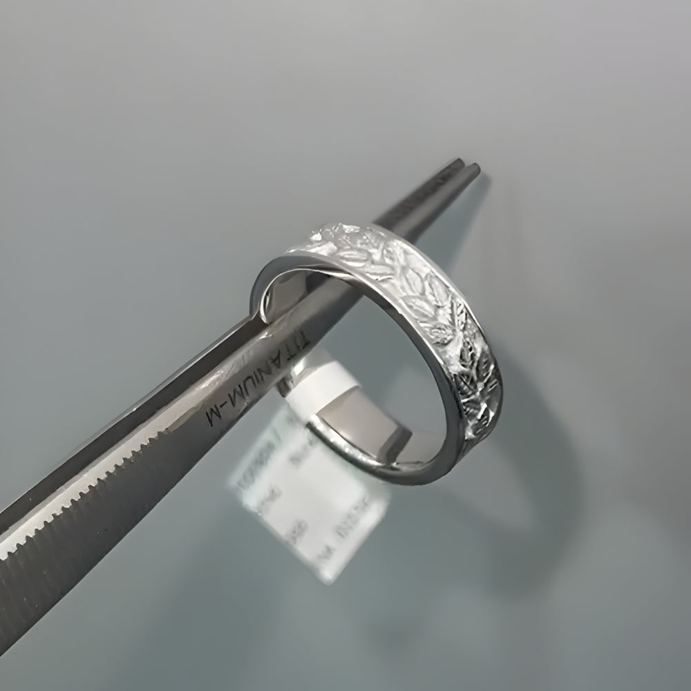 platinum anniversary ring, leaf design platinum band