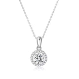0.25Ct Round Solitaire Lab Grown Diamond Prong Set Halo Pendant in Gold (With Chain)