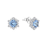 0.50Ct Lab Grown Diamond Solitaire Aquamarine Cluster Studs Earring in Gold