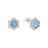 0.50Ct Lab Grown Diamond Solitaire Aquamarine Cluster Studs Earring in Gold