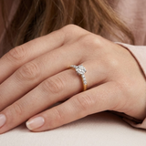 0.25ct Round Brilliant Lab Grown Diamond Shoulder Set Engagement Ring in 9K Yellow Gold