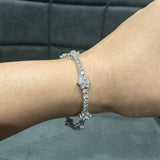 5.25 Carat Round Natural Diamond Cluster Tennis Bracelet in 9K White Gold