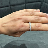 Bague demi-alliance en or blanc 9 carats sertie d'un diamant rond de laboratoire de 2,0 carats et serti griffes en U
