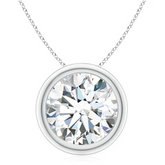 Bezel-Set Round Diamond Solitaire Pendant Necklace.