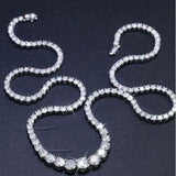 10.50 Carat Lab Grown Round Diamond Graduated Tennis Necklace in White Gold