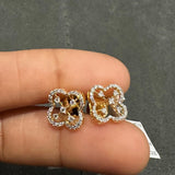 0.40 Carat Natural Diamond Clover Shape 18K Yellow Gold Stud Earring for Women