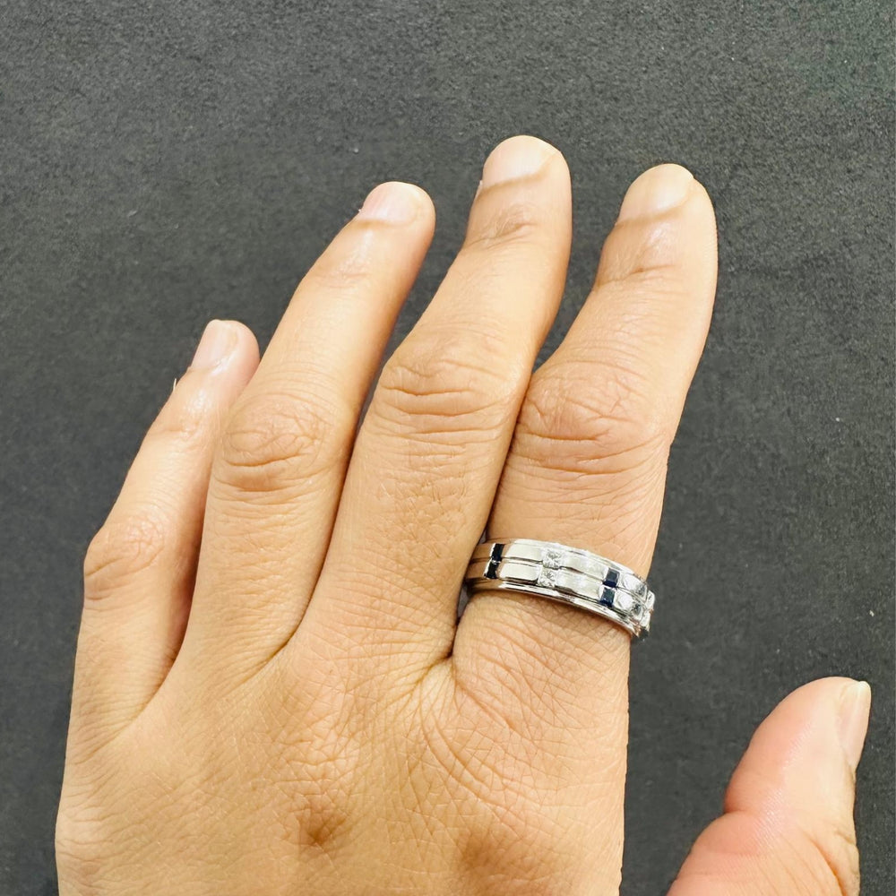 blue sapphire diamond band