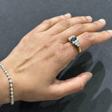 Bague de fiançailles avec halo de diamants ronds de laboratoire - argent 925 - DE/VS