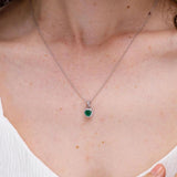 0.80Ct Emerald Heart and Lab Grown Diamond Halo Pendant Necklace in Gold