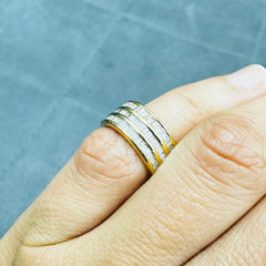 Three Row Channel Set Natural Baguette Diamond Eternity Ring in 18K Yellow Gold