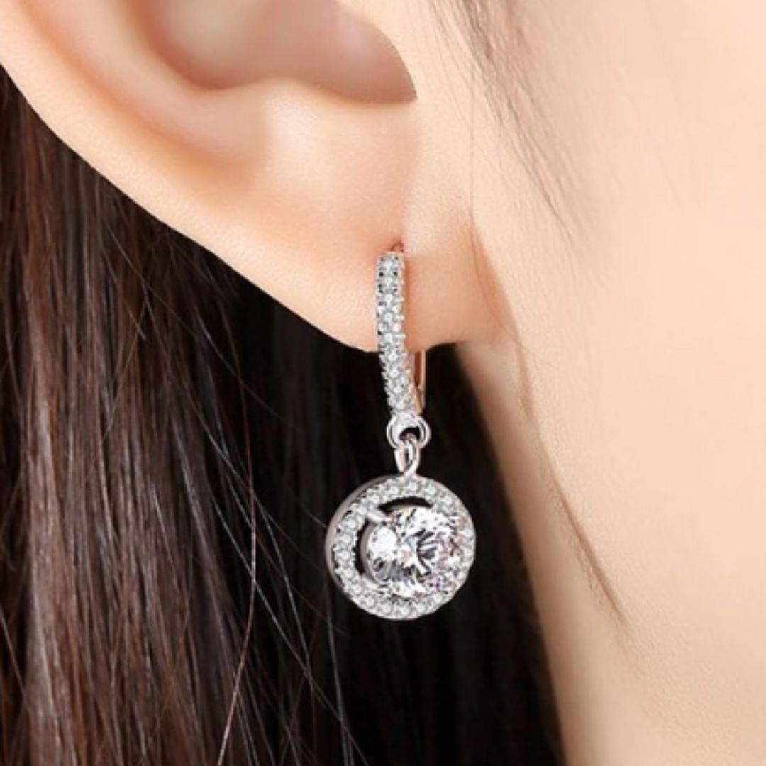 1.15Ct Lab Grown Diamond Dangle Drop Earrings in White Gold