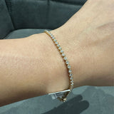 Round Cut 3.00 Carat Natural Diamond Tennis Bracelet in 9K Yellow Gold for Gift