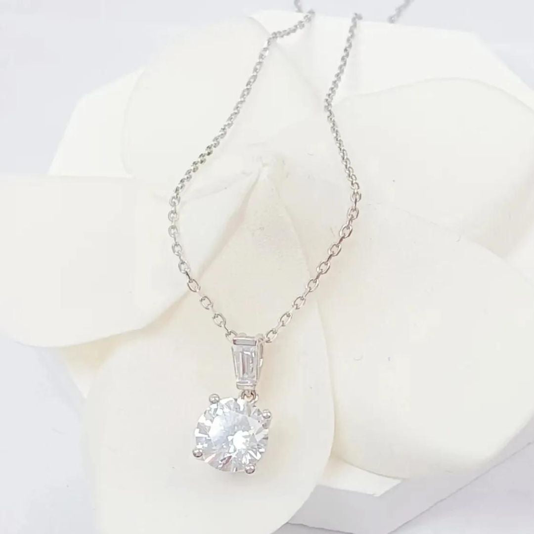 0.41Ct Solitaire Round Natural Diamond Pendant Necklace in Platinum
