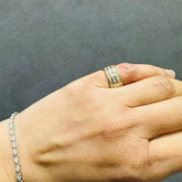 three row baguette diamond eternity ring