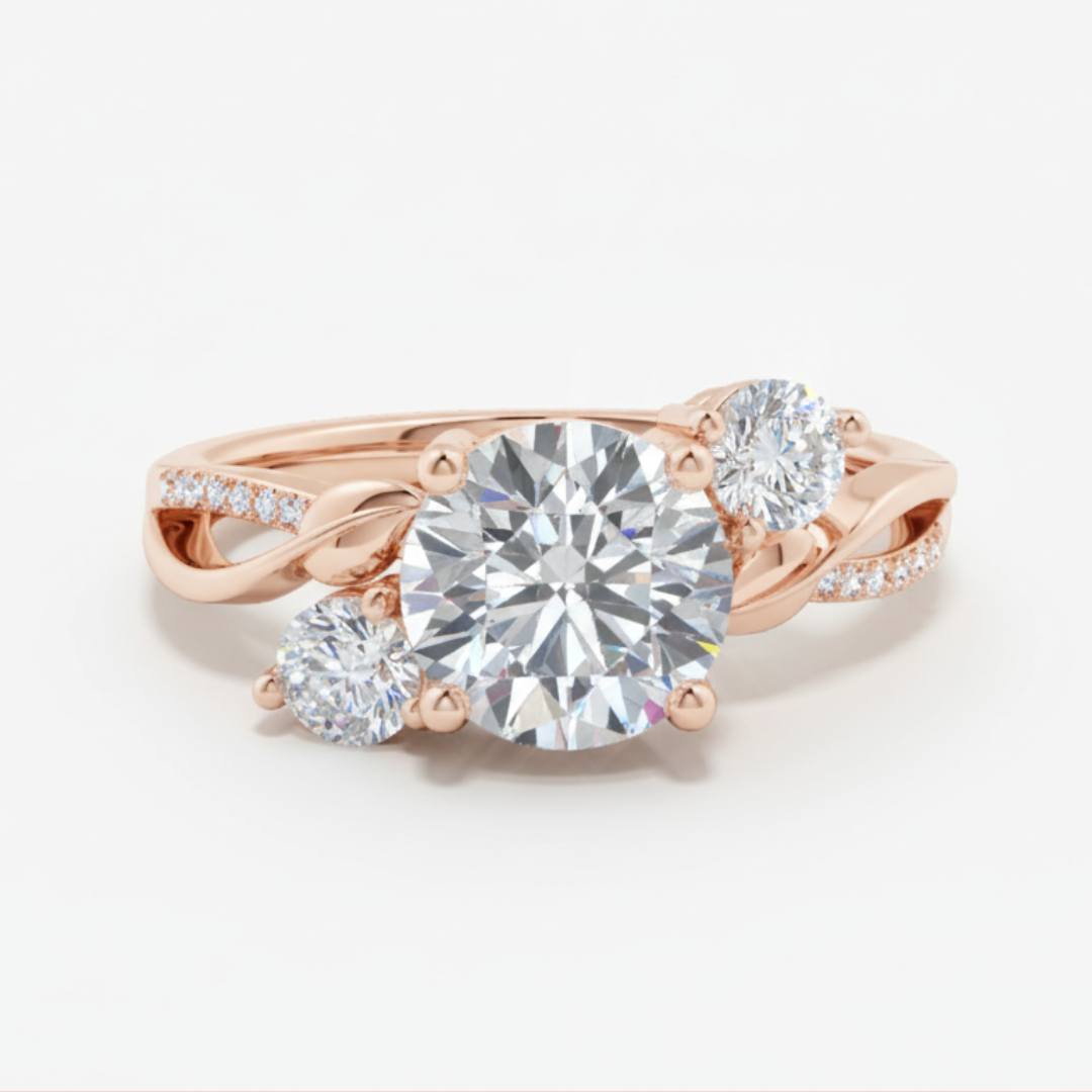 Lab-Grown Three Stone Diamond Twisted Vine Ring