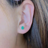 0.30Ct Oval Emerald Solitaire Studs Earring in Gold