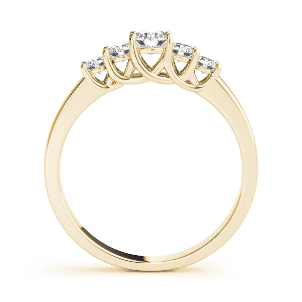 0.50-1.00ct Lab-Grown Round Diamond 5-Stone Scalloped Prong Diamond Ring, DE Color VVS Clarity