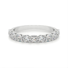 Lab Grown Diamond Round Cut U Prong Set Half Eternity Wedding Ring in Platinum for Gift