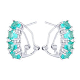 0.16Ct Oval Cut Aqua White Gold Half Huggie Tiny Studs Earring