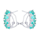 0.16Ct Oval Cut Aqua White Gold Half Huggie Tiny Studs Earring