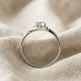 Aquamarine 0.70CT And Diamond 9K White Gold Ring