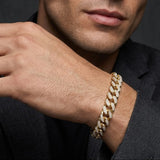 1.20CT Mens Lab Diamond Cuban Link Bracelet in 18K Gold Vermeil