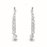 Graduated Diamond Ear Climber Earrings in White Gold | Modern Style