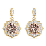 0.75-2.5ct Round Gemstone Diamond Drop Earrings in Gold & Platinum