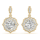 1.25-2.5ct Floral Diamond Drop Earrings in Gold & Platinum
