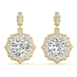 1.25-2.5ct Floral Diamond Drop Earrings in Gold & Platinum