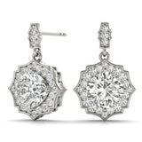 1.25-2.5ct Floral Diamond Drop Earrings in Gold & Platinum
