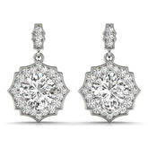 1.25-2.5ct Floral Diamond Drop Earrings in Gold & Platinum