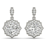 1.25-2.5ct Floral Diamond Drop Earrings in Gold & Platinum