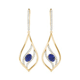 1.25ct Blue Teardrop Diamond Earrings in Gold & Platinum