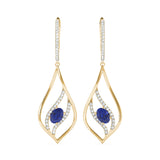 1.25ct Blue Teardrop Diamond Earrings in Gold & Platinum